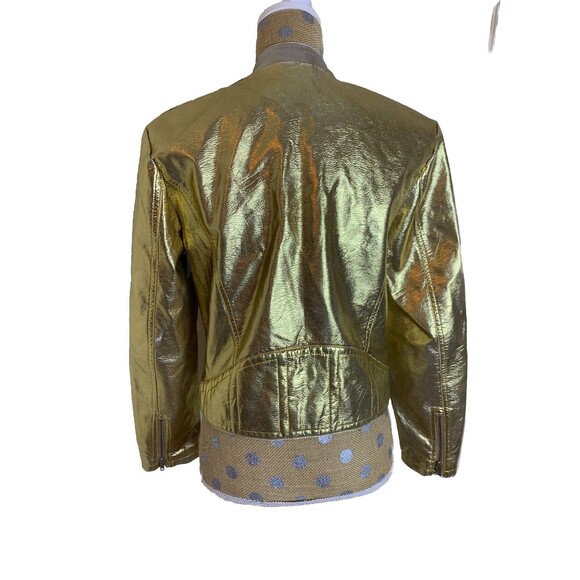 We The Free Free People Fast Lane Metallic Gold Vegan Leather Moto Jacket Small - Picture 4 of 16